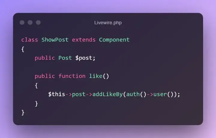 Livewire PHP code
