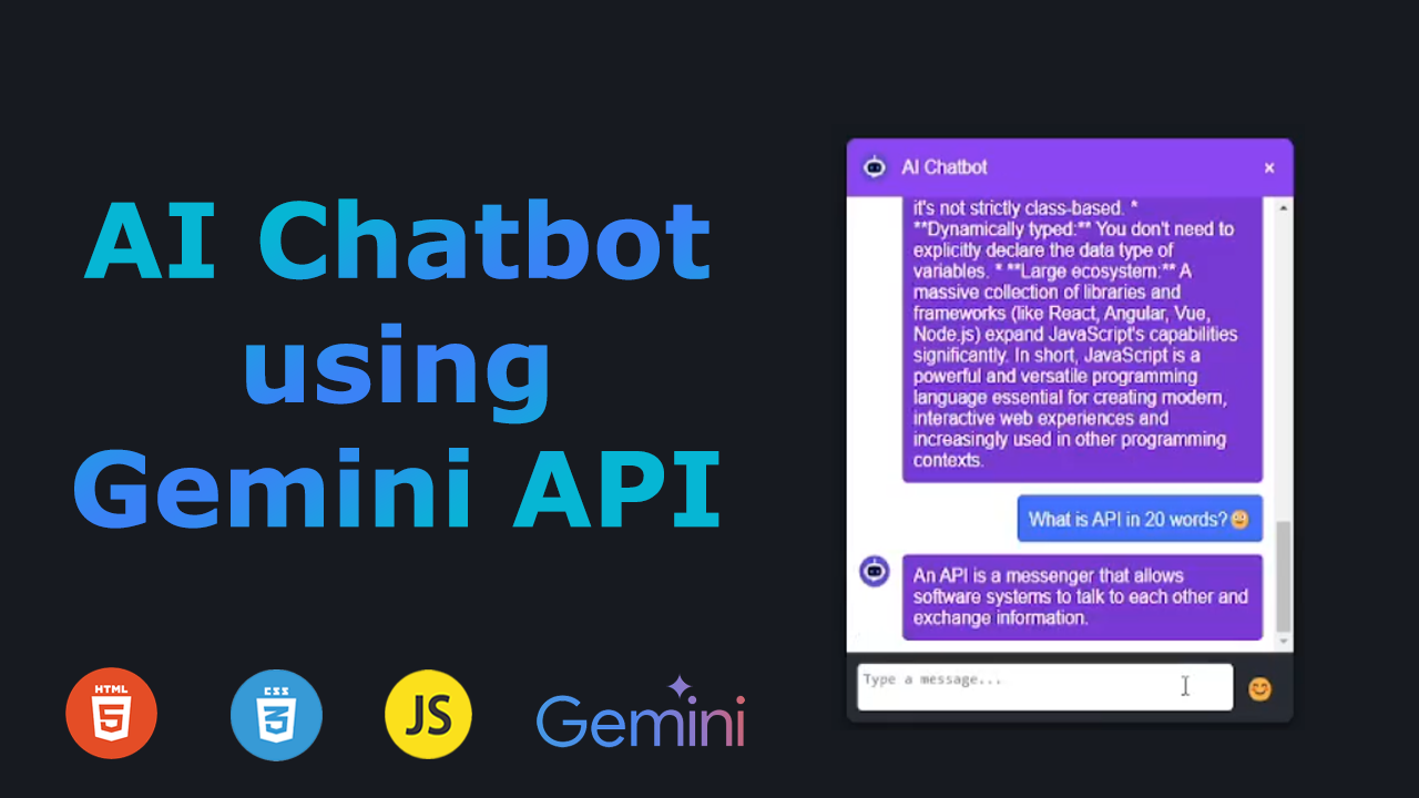 🚀 How to Build an AI Chatbot Using HTML, CSS, and JavaScript with Gemini API & Emoji Picker