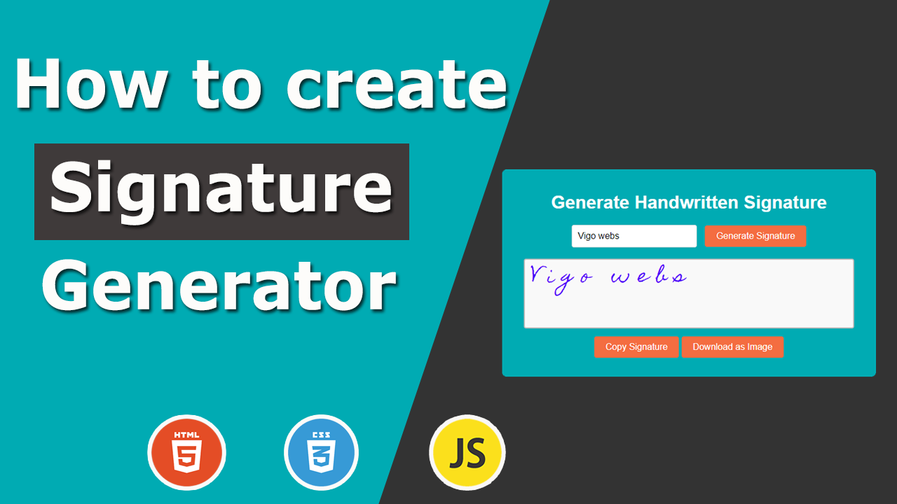 Creating a Handwritten Signature Generator with Downloadable Image using HTML, CSS, and JavaScript